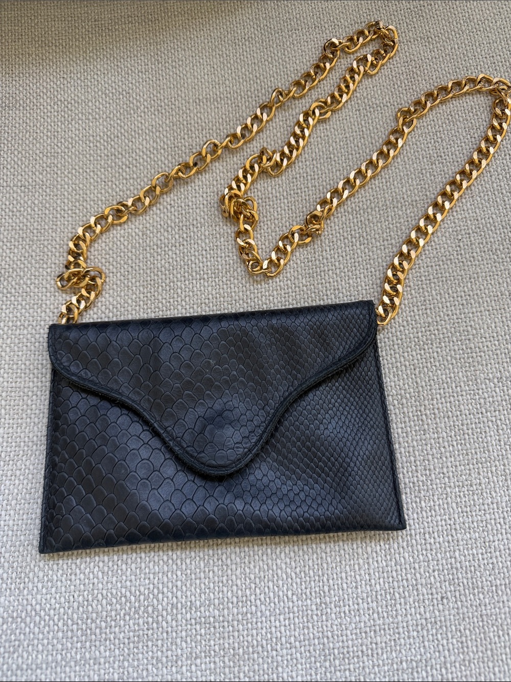 J J Winters Black Chain Crossbody Clutch - Gold Chain